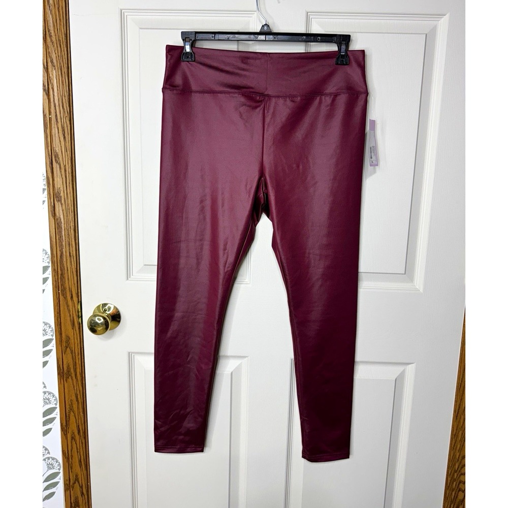 Wild Fable Liquid Legging Burgundy XL High Rise Shiny Ankle Stretch Leggings NWT